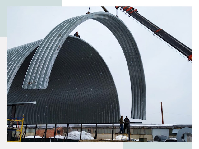 Полукруглые ангары в Климовске