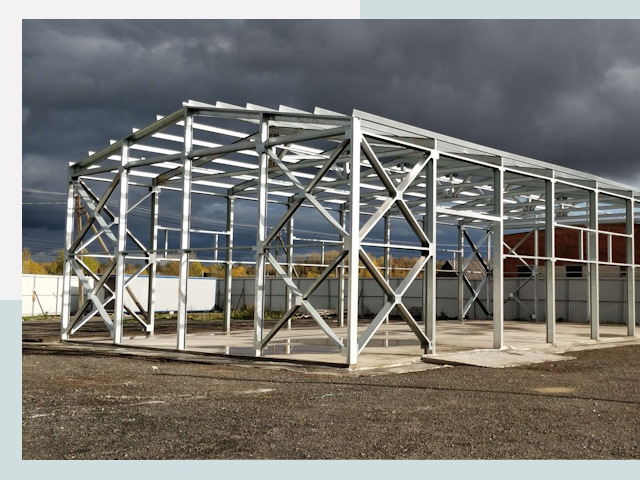 Двускатные ангары в Климовск от 608 руб. за квадрат